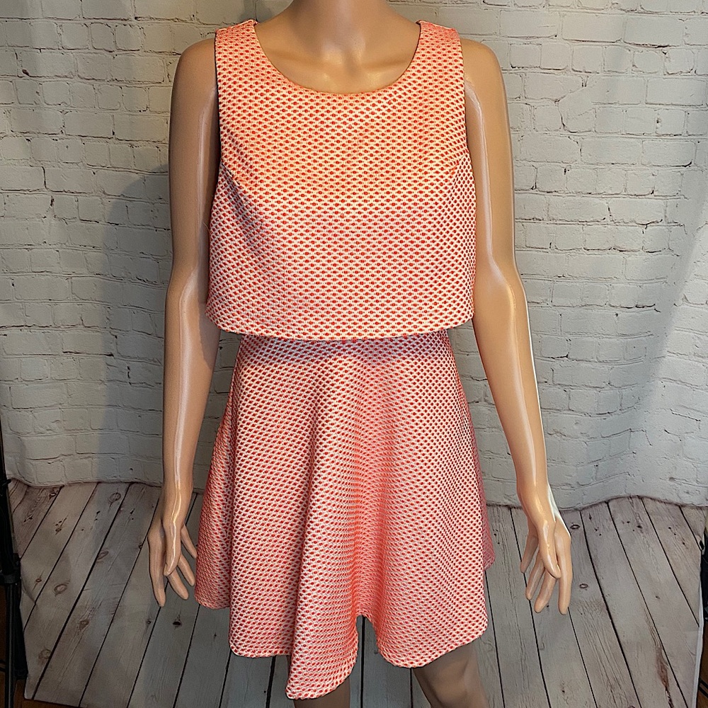 NWT Charlotte Russe polka dotted size medium orange pinky & cream dress